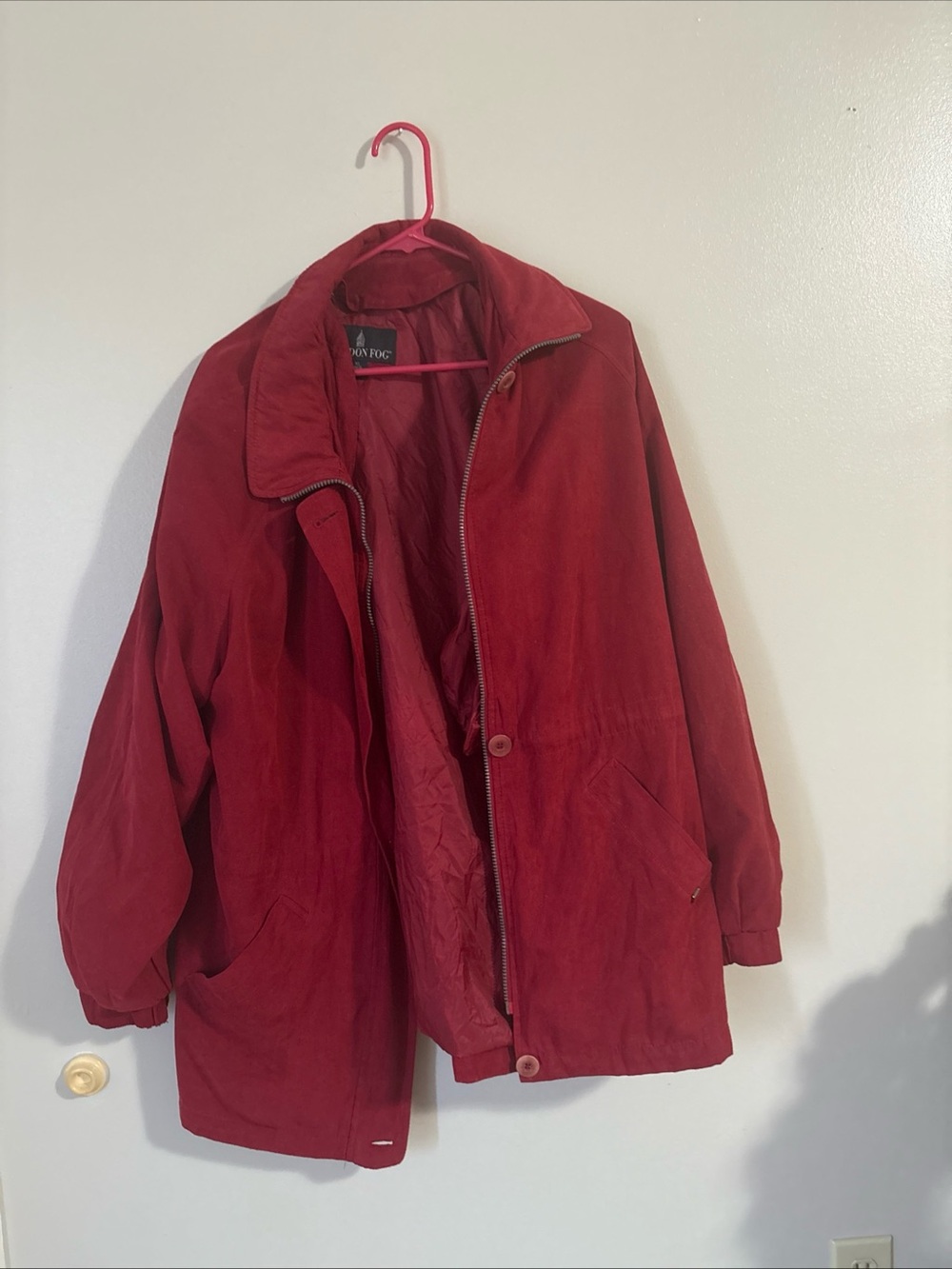 London Fog Red Men’s Raincoat - Zip & Button Front